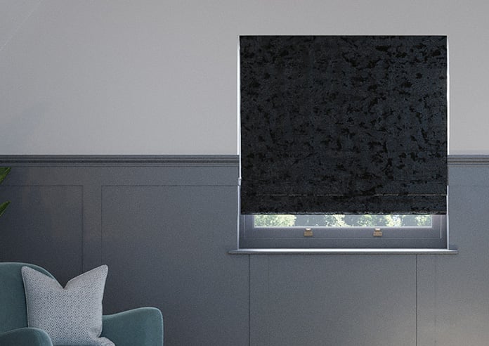 Crushed Velvet, Black Noir - Twist&Fit Roman Blind - Image 3